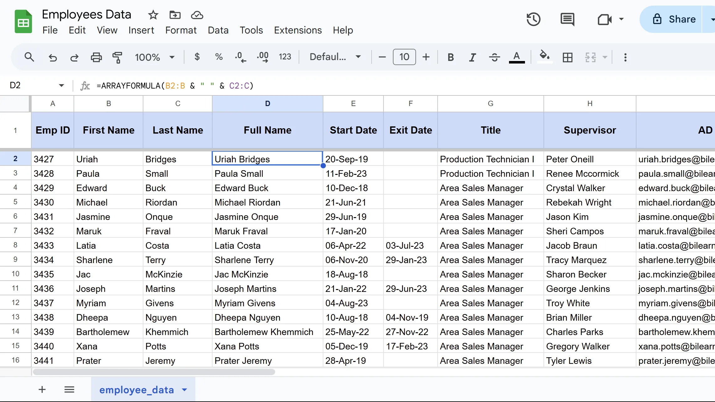 Ứng dụng hàm ARRAYFORMULA trong Google Sheets tự động áp dụng công thức cho toàn bộ cột
