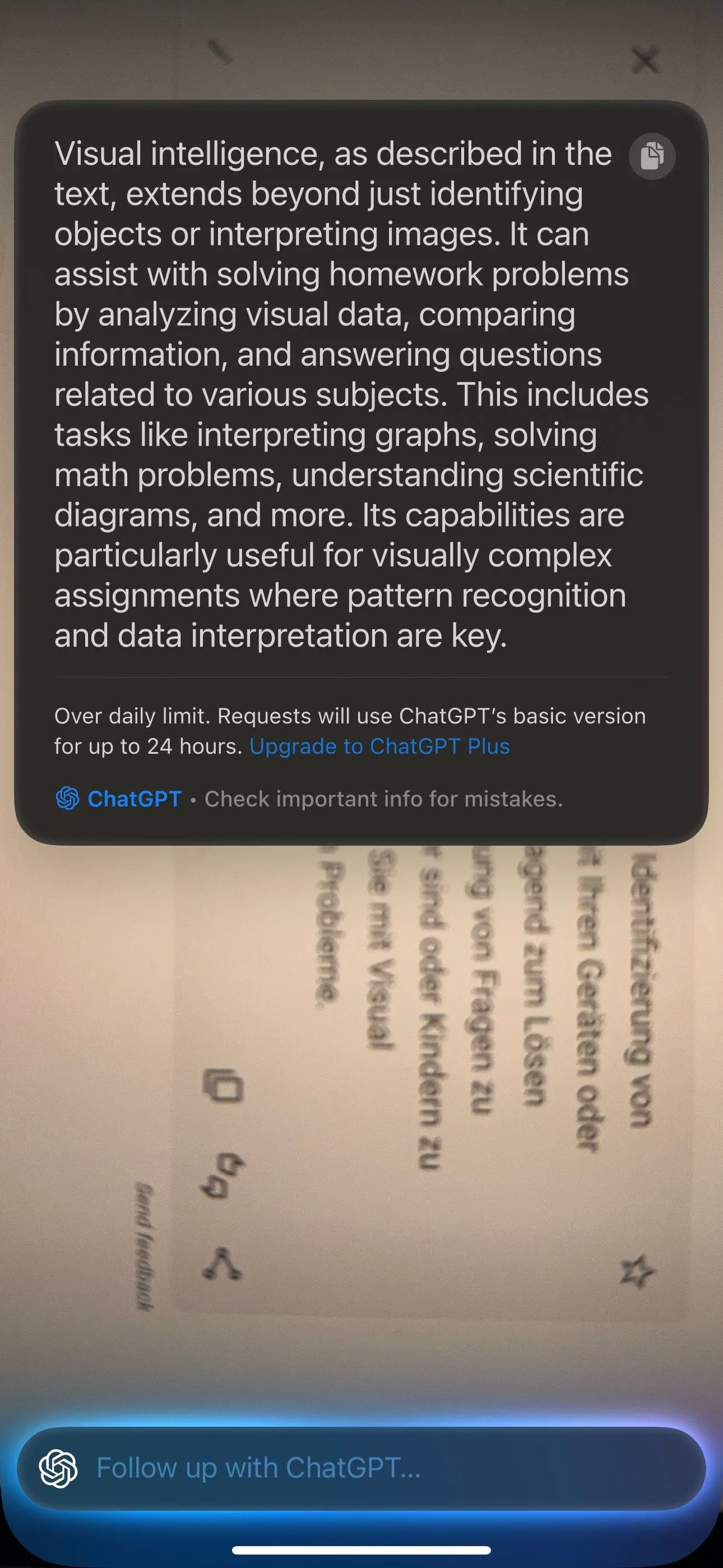 Visual Intelligence trên iPhone dịch văn bản từ hình ảnh