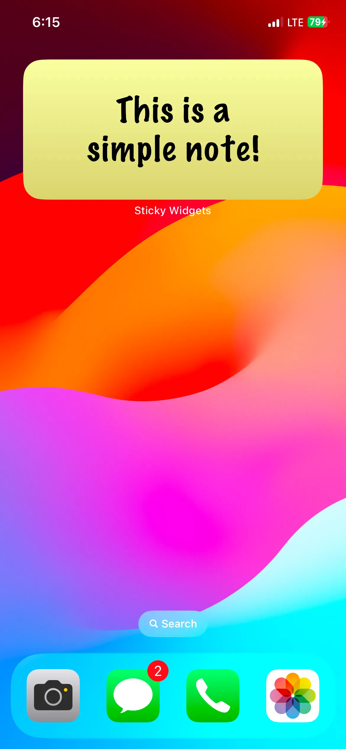 Widget Sticky Widgets trên màn hình chính iPhone hiển thị ghi chú dán tùy chỉnh