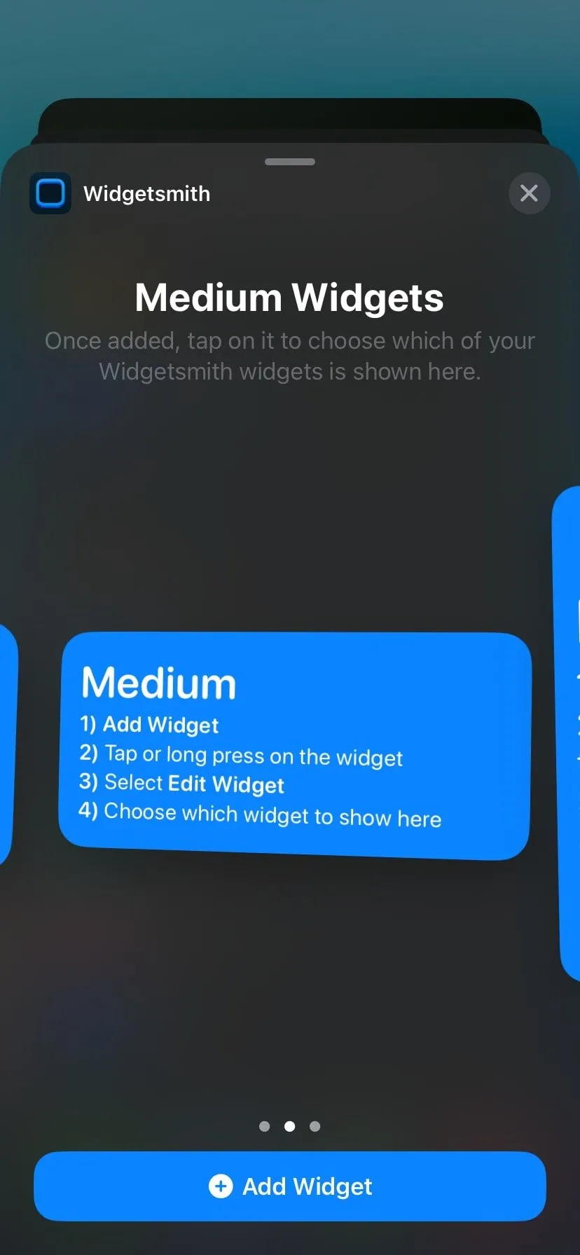 Widget thời tiết và lịch của Widgetsmith hiển thị trên màn hình tiện ích iPhone, minh họa giao diện đẹp mắt