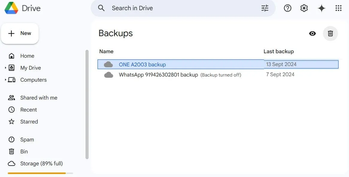 Xóa các bản sao lưu điện thoại cũ khỏi Google Drive
