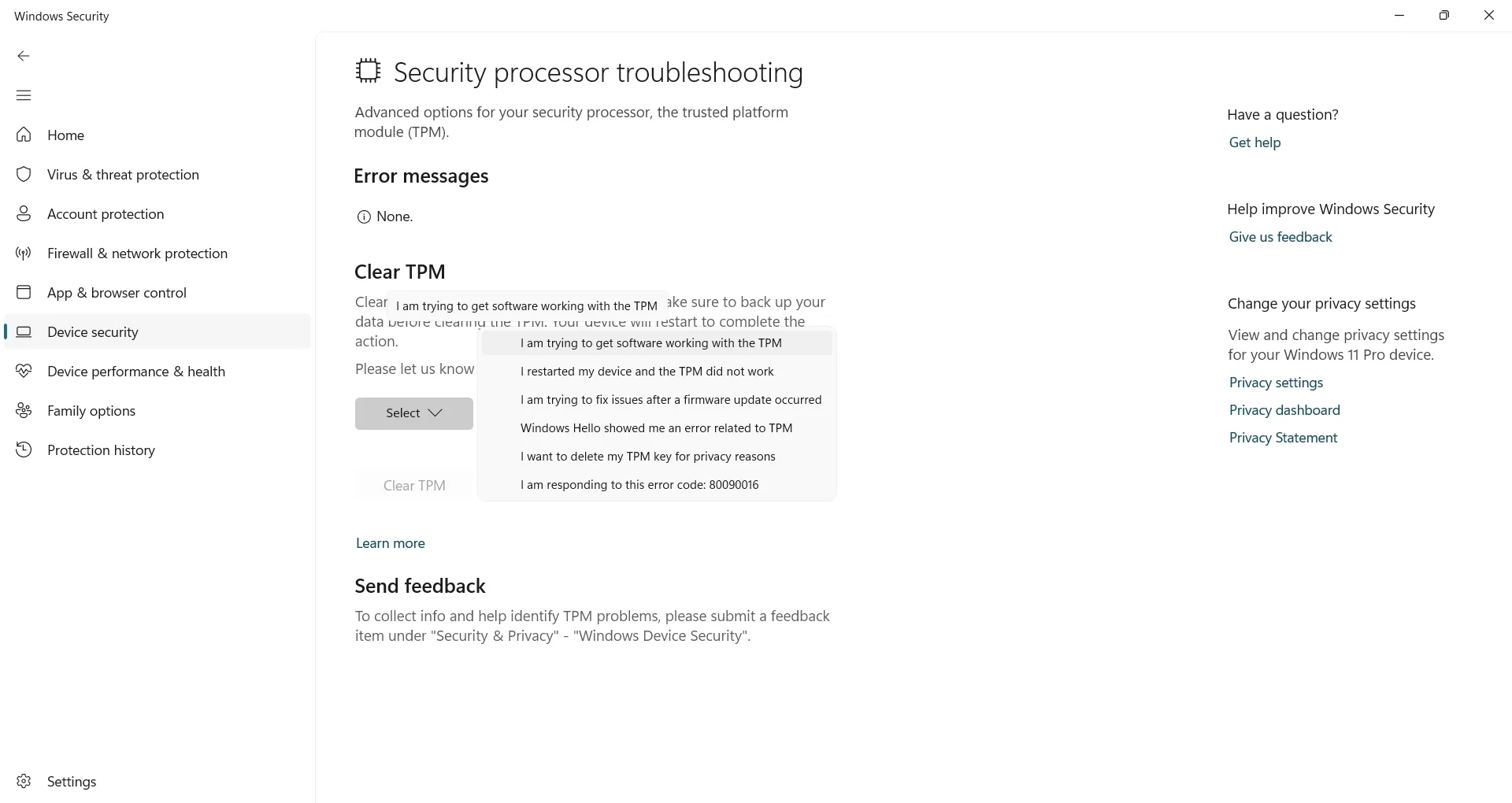 Xóa dữ liệu TPM để khắc phục sự cố bảo mật trong Windows 11